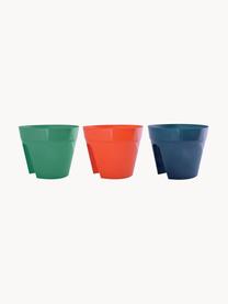 Set 3 portavasi a sella per ringhiera Diana, Materiale sintetico, Verde, arancione, blu, Ø 30 x Alt. 24 cm