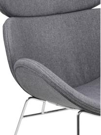 Moderne loungefauteuil Cazar in lichtgrijs, Bekleding: polyester, Frame: verchroomd metaal, Lichtgrijs, chroomkleurig, B 69 x D 79 cm
