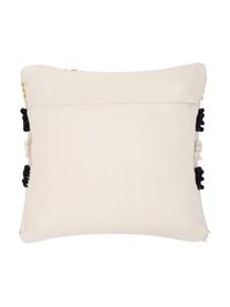 Housse de coussin 45x45 bohème Takala, 80 % coton, 20 % polyester, Blanc crème, noir, jaune, larg. 45 x long. 45 cm