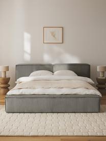 Gestoffeerd bed Lennon van corduroy, Bekleding: corduroy (98% polyester, , Frame: massief grenenhout, multi, Poten: hout, kunststof Dit produ, Corduroy grijs, B 208 x L 243 cm (ligvlak 140 x 200 cm)