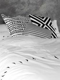 Drap plat en coton Trip, Blanc, noir, 240 x 270 cm