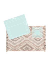 Tapis bohème en laine rose gris Wanda, Rose, gris, crème