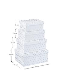 Geschenkboxen-Set Dots, 4-tlg., Karton, Weiß, Silberfarben, Sondergrößen