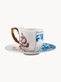 Handgefertigte Tasse Hybrid mit Untertasse, Fine Bone China, Mehrfarbig, Ø 7 x H 6 cm