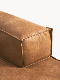 Module méridienne en cuir recyclé Lennon, Cuir brun, larg. 119 x prof. 180 cm, dossier à droite