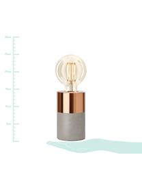 Petite lampe ampoule nue à poser en béton Athen, Gris, cuivre