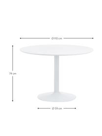 Tavolo rotondo bianco Mallorca, Ø 110 cm, Piano d'appoggio: pannello di fibra a media, Bianco, Ø 110 x Alt. 74 cm