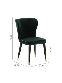 Silla de terciopelo Cleo, Tapizado: terciopelo (poliéster) 50, Patas: metal pintado, Verde oscuro, negro, dorado, An 51 x F 62 cm