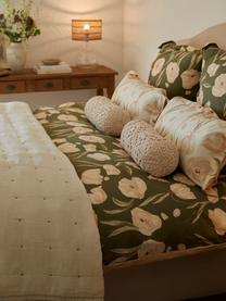 Housse de couette en satin de coton bio Aimee de Candice Gray, Vert, beige, larg. 140 x long. 200 cm