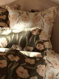 Housse de couette en satin de coton bio Aimee de Candice Gray, Vert, beige, larg. 140 x long. 200 cm