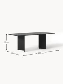 Jedálenský stôl Toni, 200 x 90 cm, MDF-doska strednej hustoty s dubovou dyhou, lakovaná, Dubové drevo, čierna lakovaná, Š 200 x V 75 cm