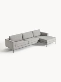 Sofa narożna Cucita (4-osobowa), Tapicerka: tkanina (100% poliester) , Nogi: metal lakierowany Materia, Szara tkanina, S 302 x G 163 cm, lewostronna