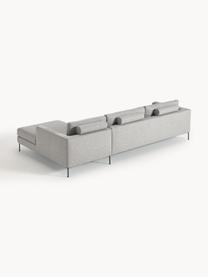 Sofa narożna Cucita (4-osobowa), Tapicerka: tkanina (100% poliester) , Nogi: metal lakierowany Materia, Szara tkanina, S 302 x G 163 cm, lewostronna