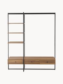 Open kledingkast Pacey, Frame: gepoedercoat metaal, Hout, zwart, B 150 x H 180 cm