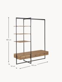 Open kledingkast Pacey, Frame: gepoedercoat metaal, Hout, zwart, B 150 x H 180 cm