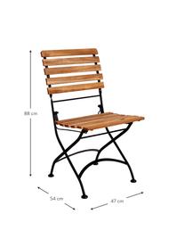 Garten-Klappstühle ParklifeS, 2 Stück, Sitzfläche: Akazienholz, geölt,, Gestell: Metall, verzinkt, pulverb, Schwarz, Akazienholz, B 47 x T 54 cm