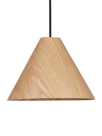 Lampa wisząca z drewna Wera, Drewno naturalne, czarny, Ø 25 x W 17 cm