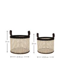 Aufbewahrungskörbe-Set Borneo aus Rattan, 2-tlg., Griffe: Polyurethan, Beige, Braun, Schwarz, Set mit verschiedenen Grössen