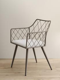 Kovové stoličky s opierkami Heidie, 2 ks, Biela, sivobéžová, Š 53 x H 56 cm