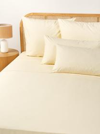 Drap plat en percale de coton Elsie, Jaune clair, larg. 240 x long. 280 cm