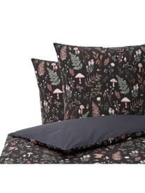 Perkálová posteľná bielizeň z organickej bavlny Mushroom od Candice Gray, Antracitová, viacfarebná, 200 x 200 cm + 2 vankúše 80 x 80 cm