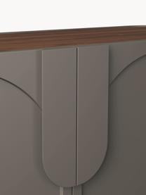 Credenza bassa Jodie, Struttura: legno massiccio di frassi, Greige, legno di noce, Larg. 160 x Alt. 50 cm