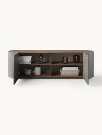 Credenza bassa Jodie, Struttura: legno massiccio di frassi, Greige, legno di noce, Larg. 160 x Alt. 50 cm