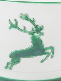 Handbeschilderde schaal Green Deer, Keramiek, Groen, wit, Ø 14 cm