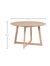 Runder Klapptisch Maryse, Ø 120 cm, Tischplatte: Mitteldichte Holzfaserpla, Beine: Massives Gummibaumholz, Eichenholzfurnier, Ø 120 x H 75 cm