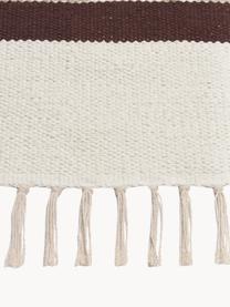 Tapis de couloir tissé main Wyoming, 100 % coton bio, certifié GOTS, Blanc crème, noir, brun, larg. 80 x long. 200 cm