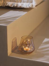 Handgefertigte Teelichthalter Luster, 3er-Set, Glas, Ocker, Ø 9 x H 9 cm