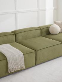 Chauffeuse modulable en velours côtelé Lennon, Velours côtelé vert olive, larg. 89 x prof. 119 cm