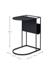 Table d'appoint avec porte-revues métal Grayson, Métal, revêtement par poudre, Noir, larg. 45 x haut. 60 cm