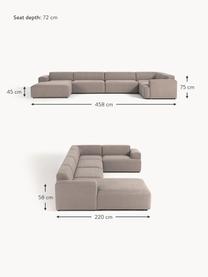 Divano ampio angolare XL Melva, Rivestimento: 100% poliestere Con 115.0, Struttura: legno massiccio di pino e, Piedini: plastica Questo prodotto , Tessuto taupe, Larg. 458 x Prof. 220 cm, chaise-longue a destra