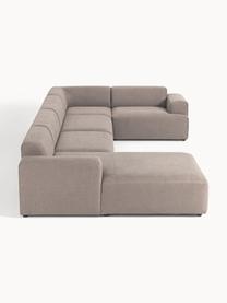 Sofa narożna XL Melva, Tapicerka: 100% poliester Dzięki tka, Stelaż: lite drewno sosnowe i świ, Nogi: tworzywo sztuczne Ten pro, Taupe tkanina, S 458 x G 220 cm, prawostronna