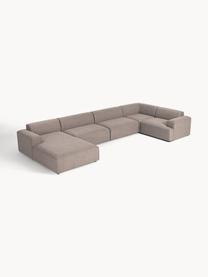 Divano ampio angolare XL Melva, Rivestimento: 100% poliestere Con 115.0, Struttura: legno massiccio di pino e, Piedini: plastica Questo prodotto , Tessuto taupe, Larg. 458 x Prof. 220 cm, chaise-longue a destra