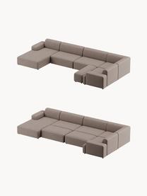 Divano ampio angolare XL Melva, Rivestimento: 100% poliestere Con 115.0, Struttura: legno massiccio di pino e, Piedini: plastica Questo prodotto , Tessuto taupe, Larg. 458 x Prof. 220 cm, chaise-longue a destra