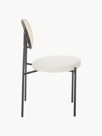 Krzesło tapicerowane z plecionką wiedeńską Remy, 2 szt., Stelaż: metal, Biała tkanina, czarny, S 54 x W 84 cm