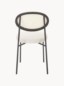 Chaises rembourrées avec cannage Remy, 2 pièces, Tissu blanc, cadre noir, larg. 54 x haut. 84 cm