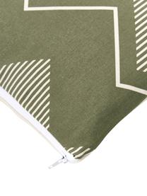 Housse de coussin bohème vert olive Indy, 100 % coton, Vert olive, larg. 45 x long. 45 cm