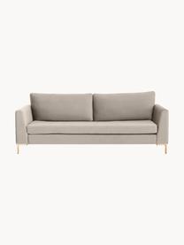 Sofa z aksamitu Luna (3-osobowa), Tapicerka: aksamit (100% poliester) , Stelaż: lite drewno bukowe, sklej, Nogi: metal galwanizowany, Greige aksamit, S 230 x G 95 cm