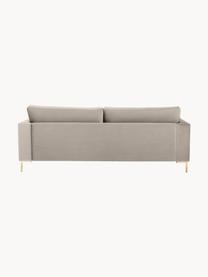 Sofa z aksamitu Luna (3-osobowa), Tapicerka: aksamit (100% poliester) , Stelaż: lite drewno bukowe, sklej, Nogi: metal galwanizowany, Greige aksamit, S 230 x G 95 cm