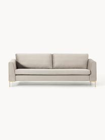 Samt-Sofa Luna (3-Sitzer), Bezug: Samt (100 % Polyester), O, Gestell: Massives Buchenholz, Schi, Füße: Metall, galvanisiert Das , Samt Greige, B 230 x T 95 cm