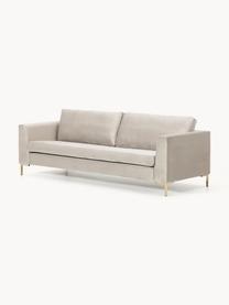 Samt-Sofa Luna (3-Sitzer), Bezug: Samt (100 % Polyester), O, Gestell: Massives Buchenholz, Schi, Füße: Metall, galvanisiert Das , Samt Greige, B 230 x T 95 cm