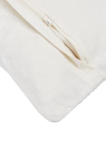 Housse de coussin en lin blanche rectangulaire Maya, 51 % lin, 49 % coton, Blanc crème, larg. 30 x long. 50 cm