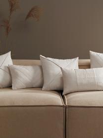 Housse de coussin en lin blanche rectangulaire Maya, 51 % lin, 49 % coton, Blanc crème, larg. 30 x long. 50 cm