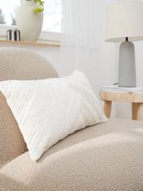 Housse de coussin en lin blanche rectangulaire Maya, 51 % lin, 49 % coton, Blanc crème, larg. 30 x long. 50 cm