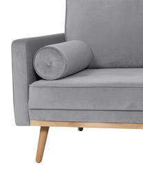 Sofa z aksamitu z nogami z drewna dębowego Saint (2-osobowa), Tapicerka: aksamit (poliester) Dzięk, Szary aksamit, S 169 x G 87 cm