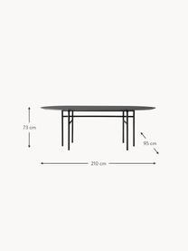 Ovale eettafel Snaregade, 210 x 95 cm, Tafelblad: MDF met eikenhoutfineer e, Frame: gepoedercoat metaal, Antraciet, zwart mat, B 210 x D 95 cm