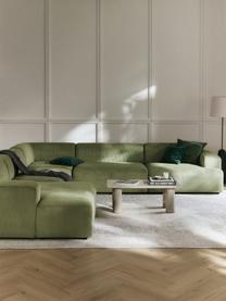 Salon lounge en velours côtelé Melva, Velours côtelé vert olive, larg. 339 x prof. 339 cm, dossier à gauche